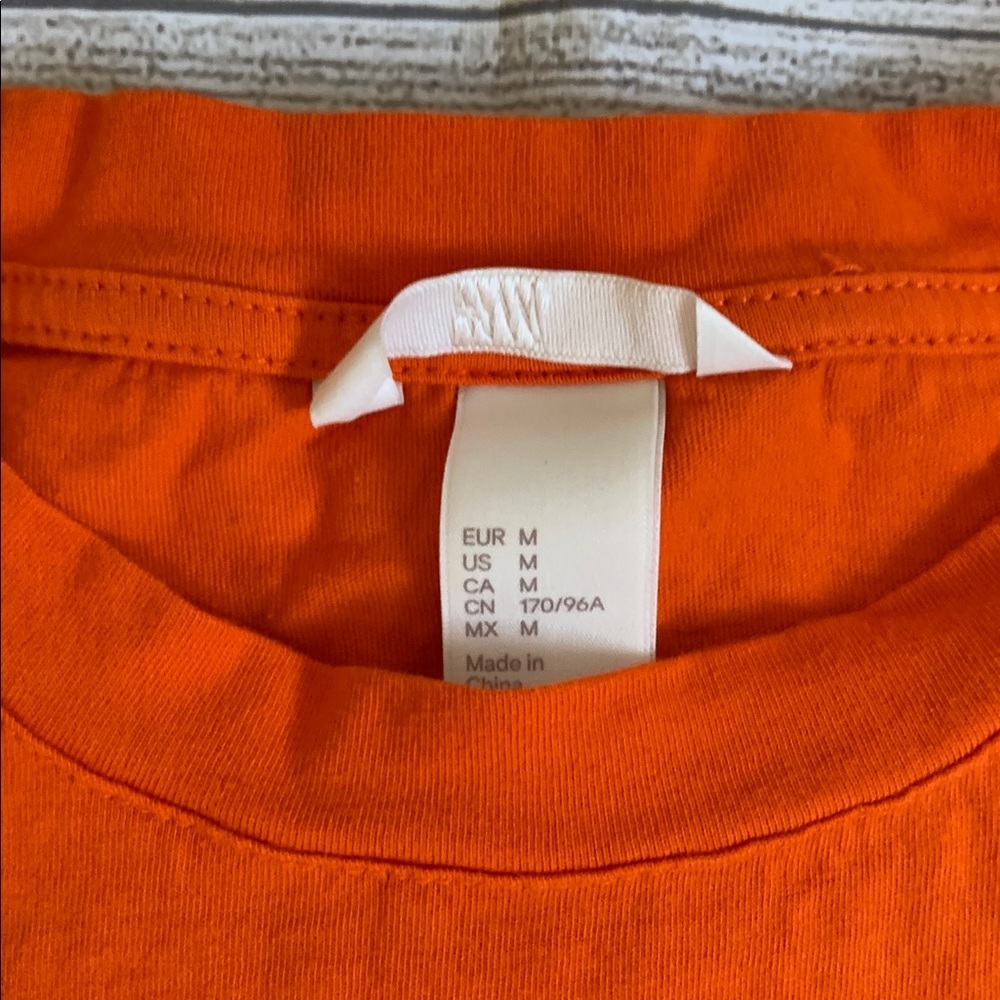 H&M Orange Short Cap Sleeve Top with Embroidered Accents - Picture 4 of 7
